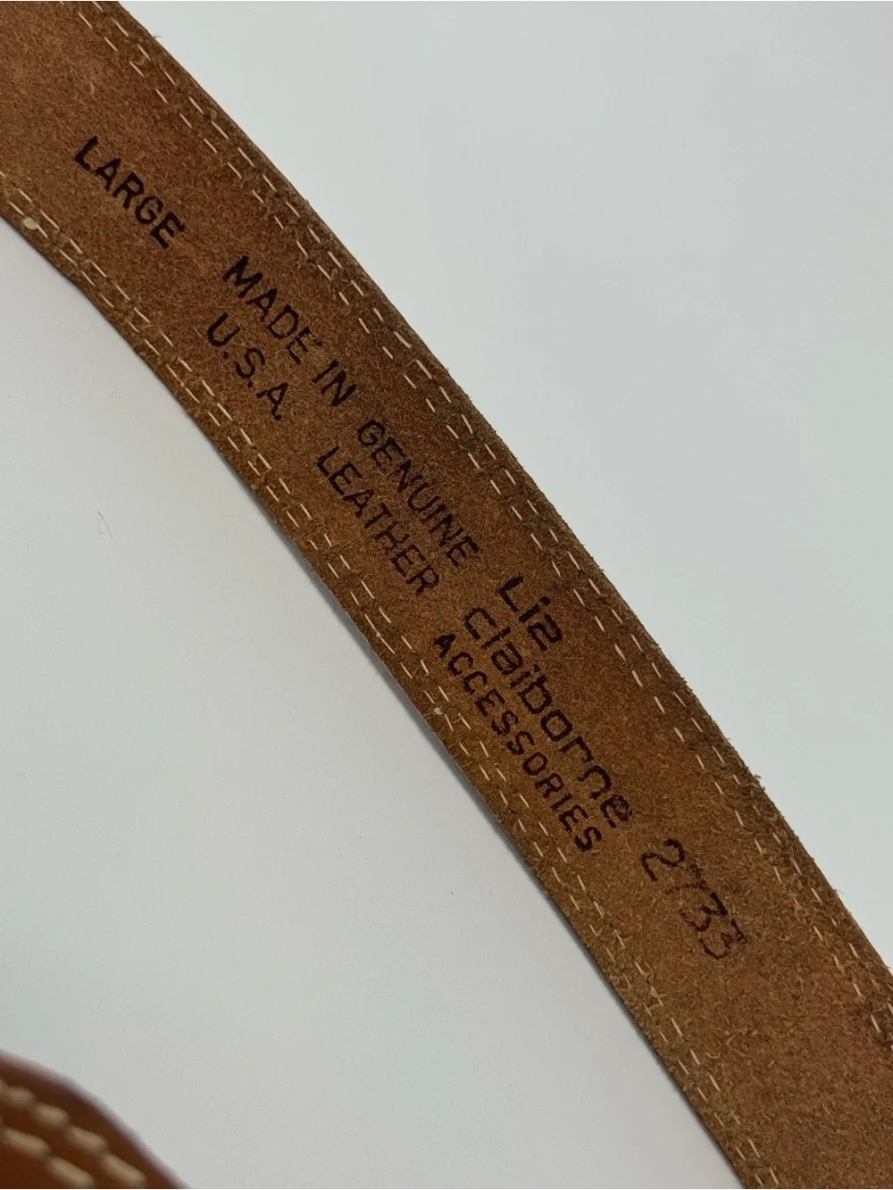 Vintage Liz Claiborne Genuine Leather Belt with Ornate Buckle Size L